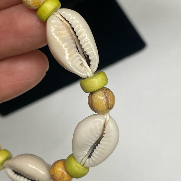 Unisex Tie on Impression Jasper Hemp Bracelet or Anklet with Wood Bead Detail - Picture 3 of 10